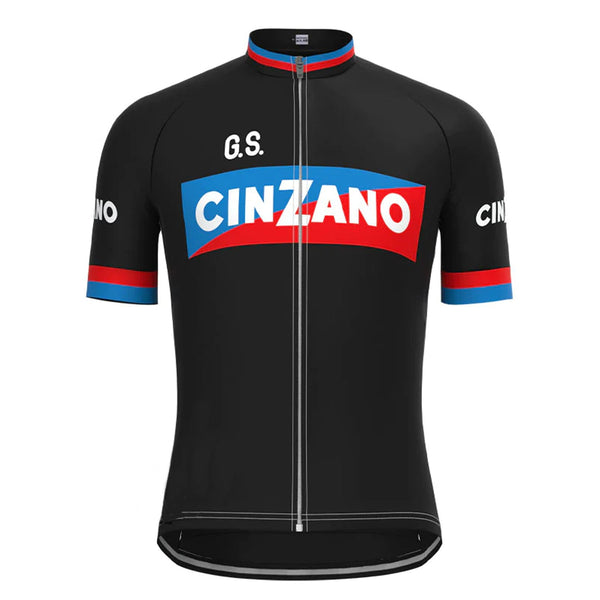 CINZANO Black Vintage Short Sleeve Cycling Jersey Top