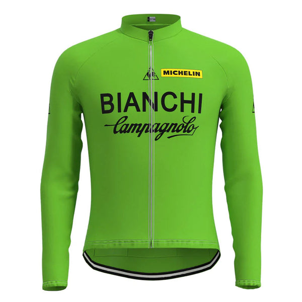 Bianchi Green Long Sleeve Vintage Cycling Jersey Top