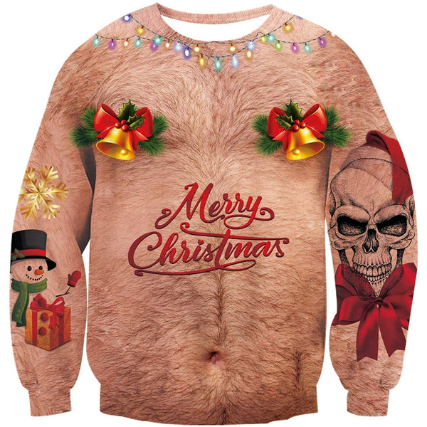 Bare chest christmas sweater hotsell