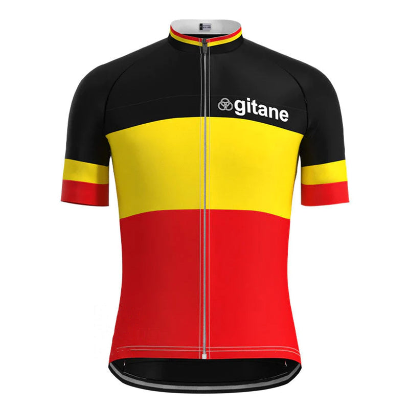 Gitane Black Yellow Red Vintage Short Sleeve Cycling Jersey Top