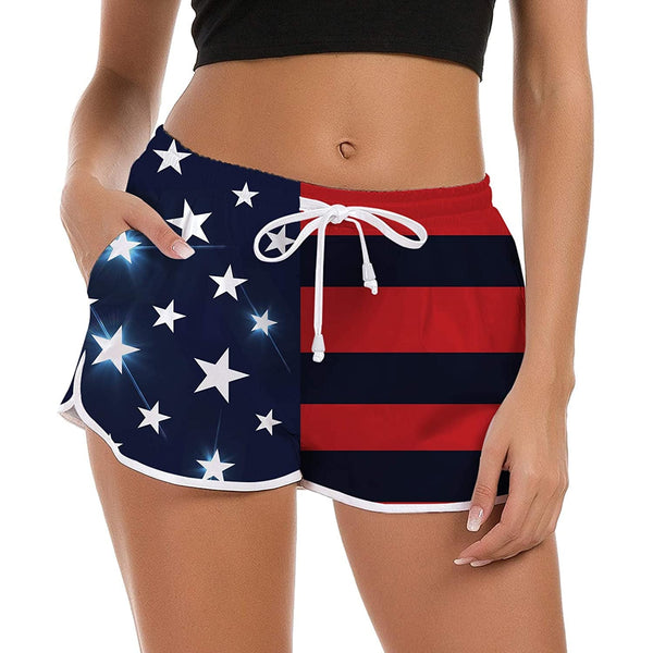 American Flag Funny Board Shorts for Women