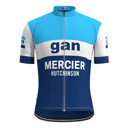 gan Blue Vintage Short Sleeve Cycling Jersey Top