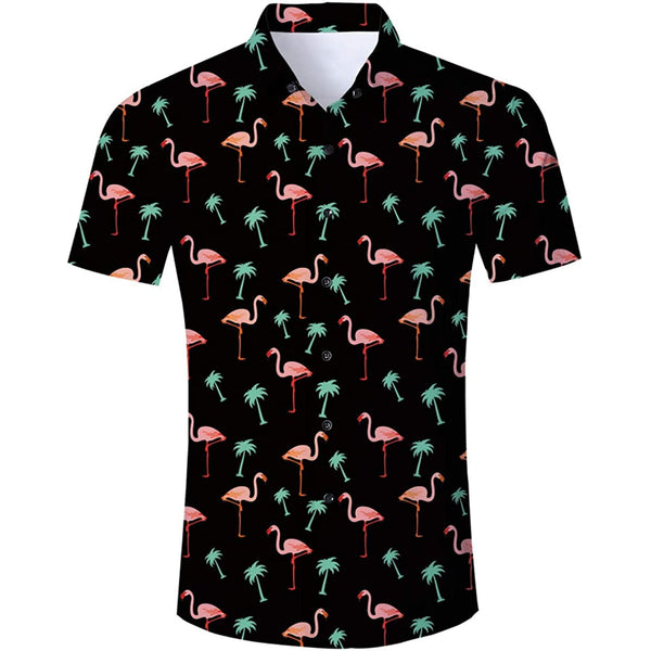 Flamingo Palm Tree Funny Hawaiian Shirt