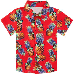 Pineapple Red Funny Toddler Hawaiian Shirt
