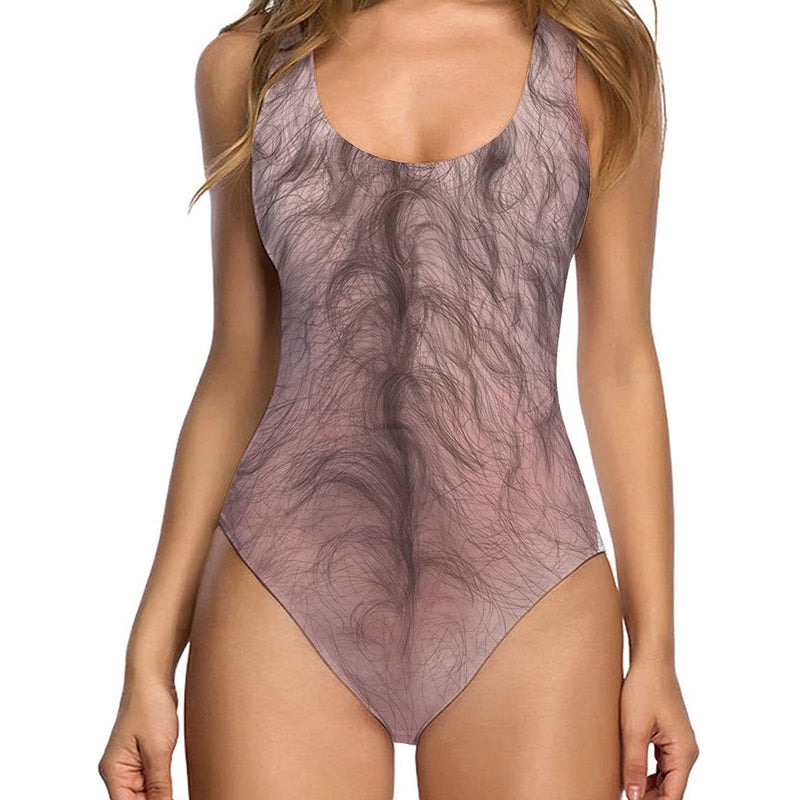 Hairy Chest Ugly One Piece Swimsuit – Forest Coral