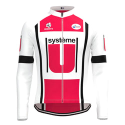 Système U Red Vintage Long Sleeve Cycling Jersey Top