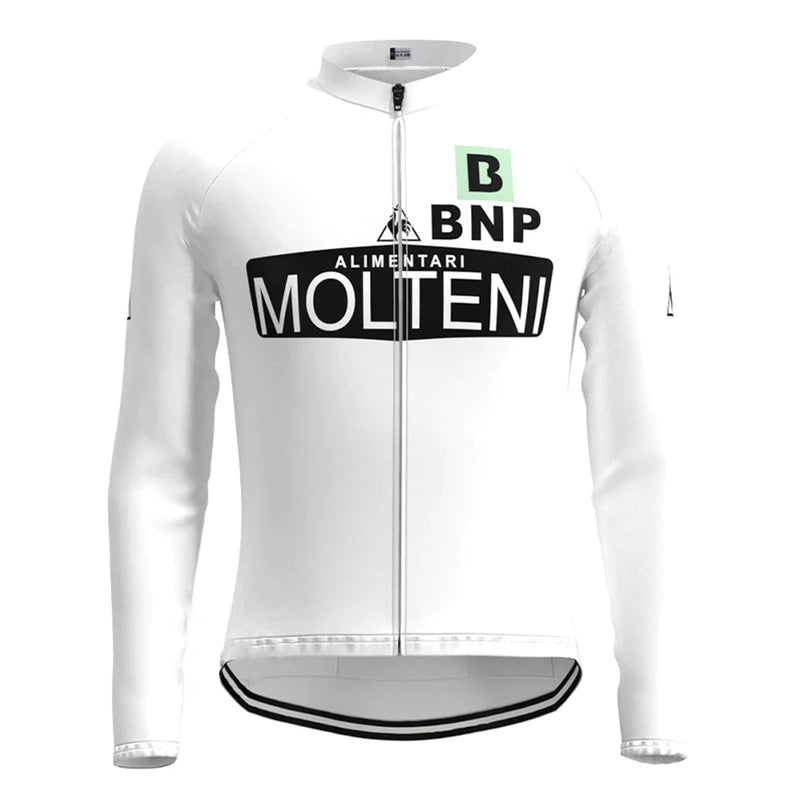 Molteni White Vintage Long Sleeve Cycling Jersey Top