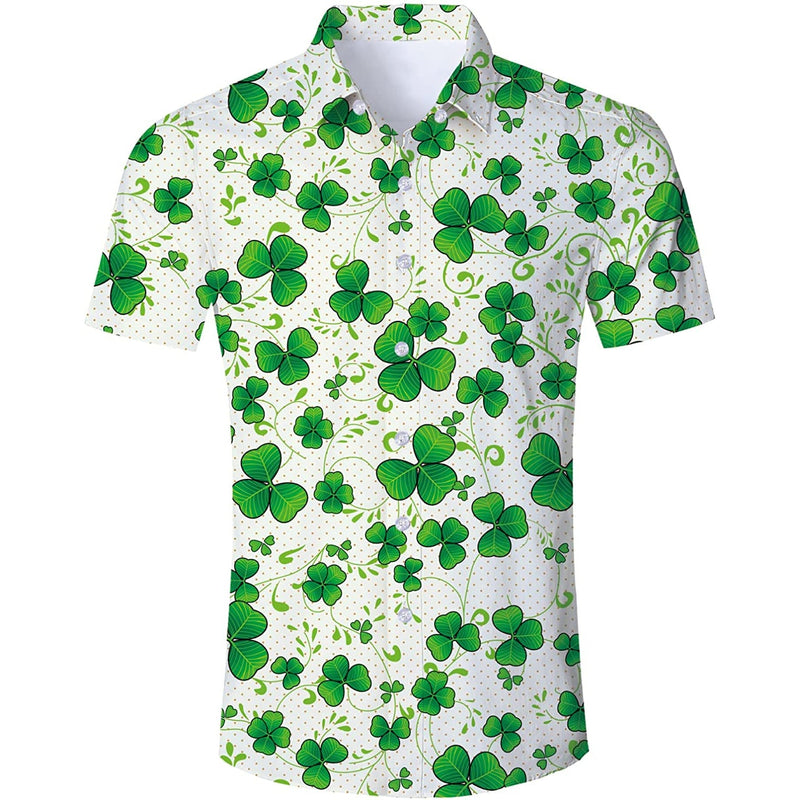St Patrick's Day Clover Funny Hawaiian Shirt