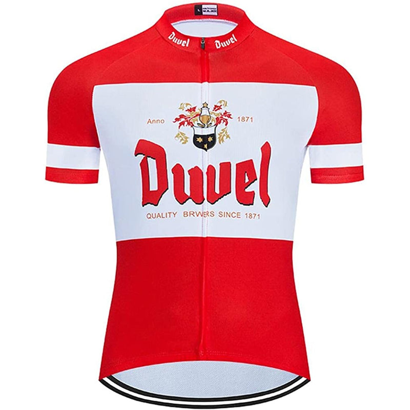 Beer Duvel Red Men Funny MTB Short Sleeve Cycling Jersey Top