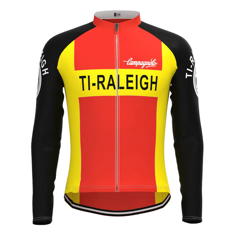 TI Raleigh Yellow Red Vintage Long Sleeve Cycling Jersey Top