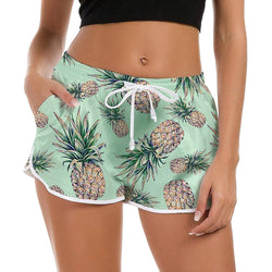 Light Green Pineapple Funny Board Shorts for Women