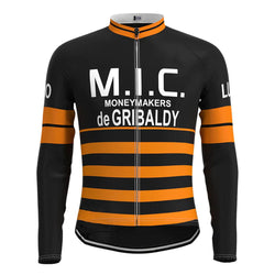 M.I.C Black Vintage Long Sleeve Cycling Jersey Top