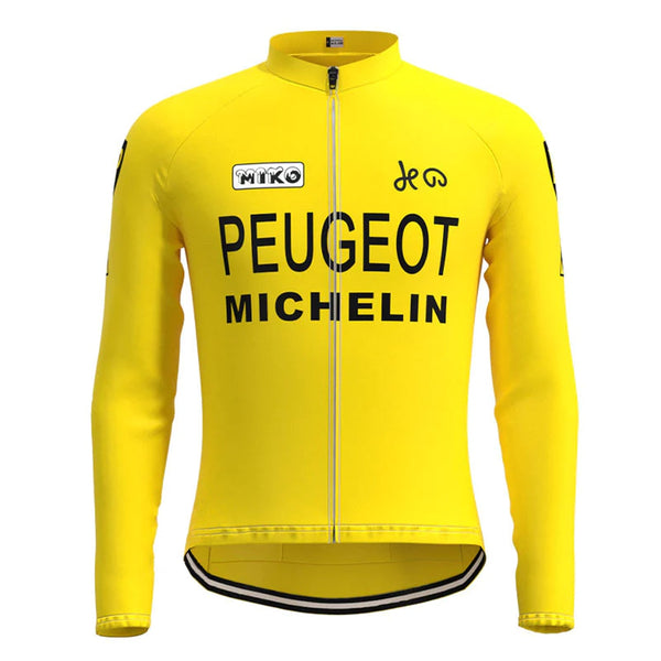 Peugeot Yellow Vintage Long Sleeve Cycling Jersey Matching Set