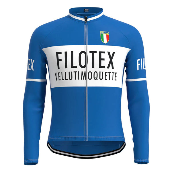 Filotex Blue Long Sleeve Vintage Cycling Jersey Top