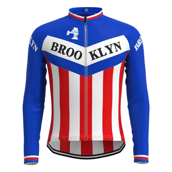 Brooklyn Blue Vintage Long Sleeve Cycling Jersey Top