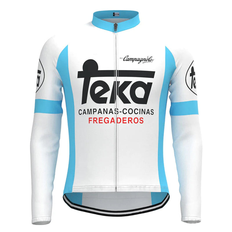 Teka White Vintage Long Sleeve Cycling Jersey Top