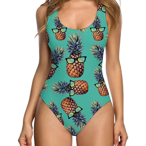Green Sunglasses Pineapple Ugly One Piece Bathing Suit