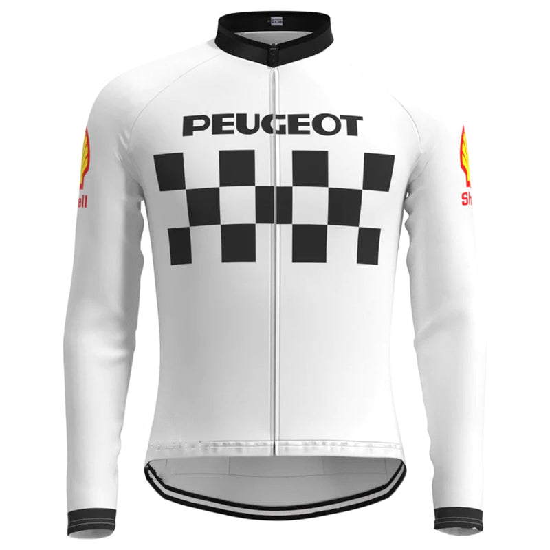 PEUGEOT White Vintage Long Sleeve Cycling Jersey Top