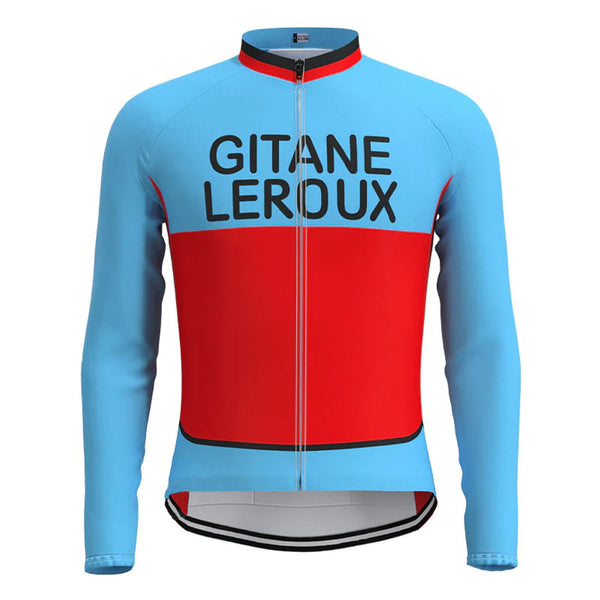 GITANE Leroux Blue Red Long Sleeve Vintage Cycling Jersey Top