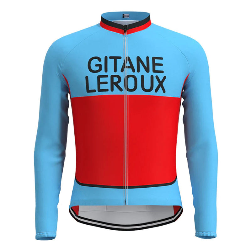 GITANE Leroux Blue Red Long Sleeve Vintage Cycling Jersey Top
