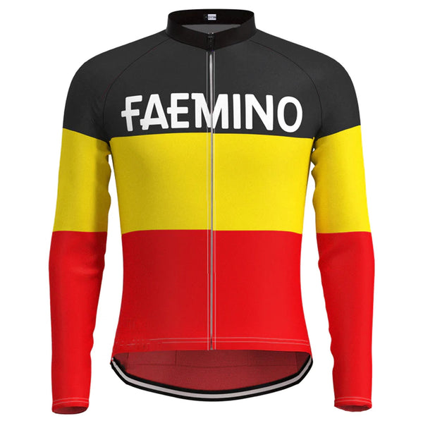 FAEMINO Vintage Long Sleeve Cycling Jersey Top