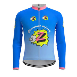 Blaues Vintage-Langarm-Radtrikot-Oberteil von Z Vêtements