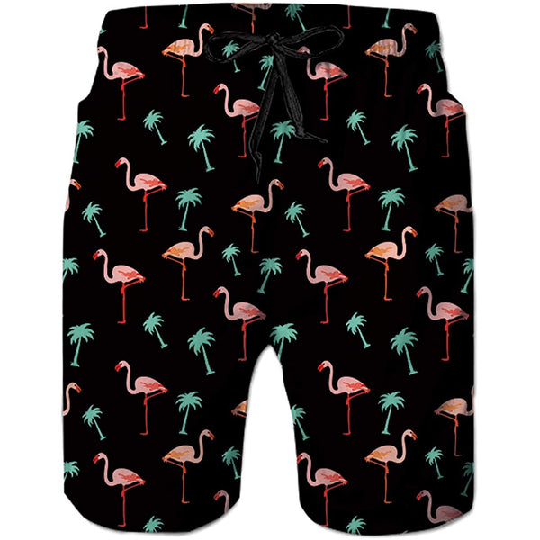 Palm Tree Flamingos Funny Swim Trunks
