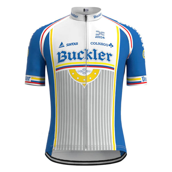 Buckler Blue Vintage Short Sleeve Cycling Jersey Top
