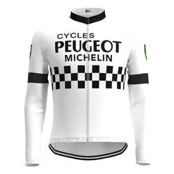 Peugeot White Vintage Long Sleeve Cycling Jersey Top