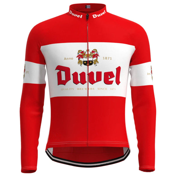 Beer Duvel Red Vintage Long Sleeve Cycling Jersey Top