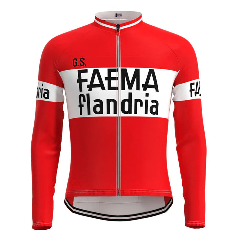 Faema Flandria Red Vintage Long Sleeve Cycling Jersey Top