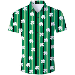 Green Stripes Shamrock Funny Hawaiian Shirt