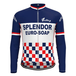 SPLENDOR Navy Vintage Long Sleeve Cycling Jersey Top