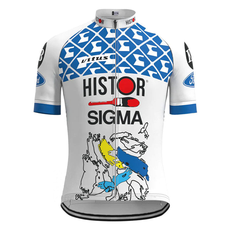 Histor Sigma Blue Vintage Short Sleeve Cycling Jersey Top