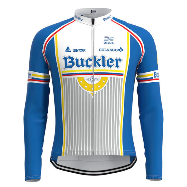 Buckler Blue Vintage Long Sleeve Cycling Jersey Top