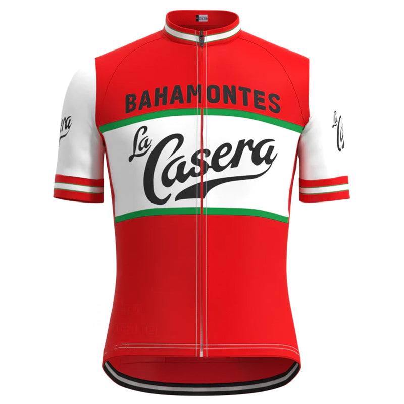 La Casera–Peña Bahamontes Red Vintage Short Sleeve Cycling Jersey Top