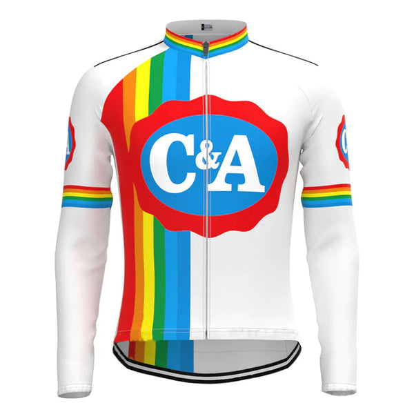 C&A Rainbow Vintage Long Sleeve Cycling Jersey Top