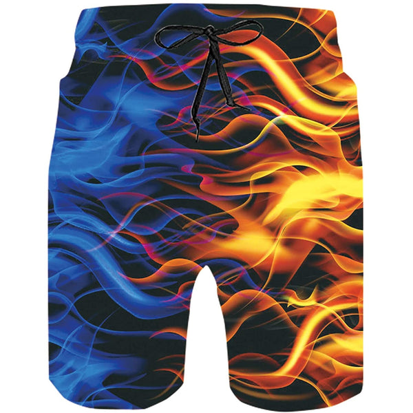 Blue Yellow Flame Funny Swim Trunks