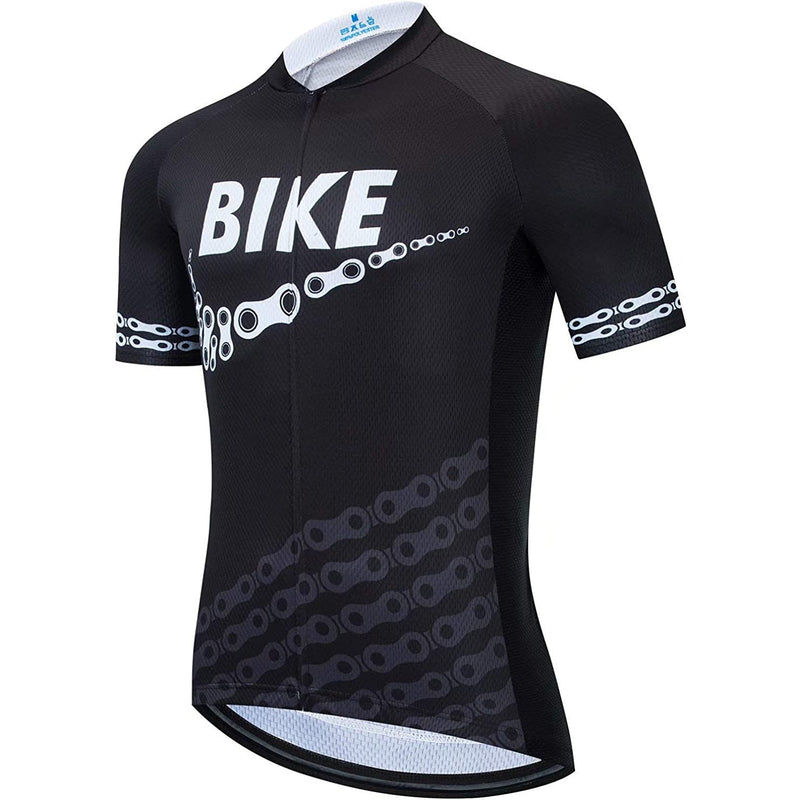 Chain Black Short Sleeve Men Funny MTB Short Sleeve Cycling Jersey Top