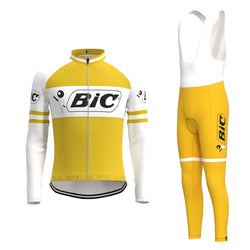 BIC Yellow Vintage Long Sleeve Cycling Jersey Matching Set