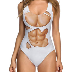 Muscle White Ugly One Piece Swimsuit