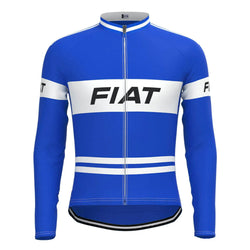FIAT Blue Vintage Long Sleeve Cycling Jersey Top