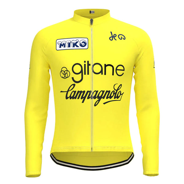 Miko Gitane Campagnolo Yellow Vintage Long Sleeve Cycling Jersey Top