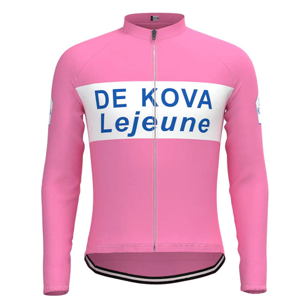 De Kova Lejeune Pink Vintage Long Sleeve Cycling Jersey Top