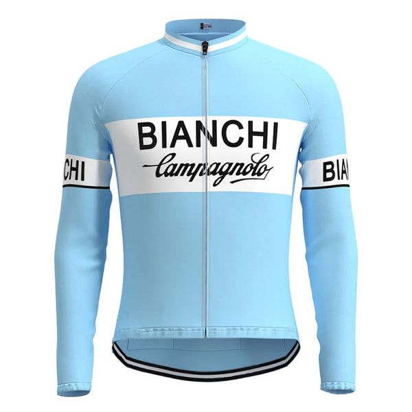 Bianchi Blue Vintage Long Sleeve Cycling Jersey Top
