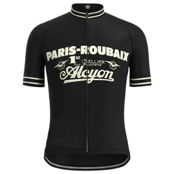 Paris Roubaix Black Vintage Short Sleeve Cycling Jersey Top
