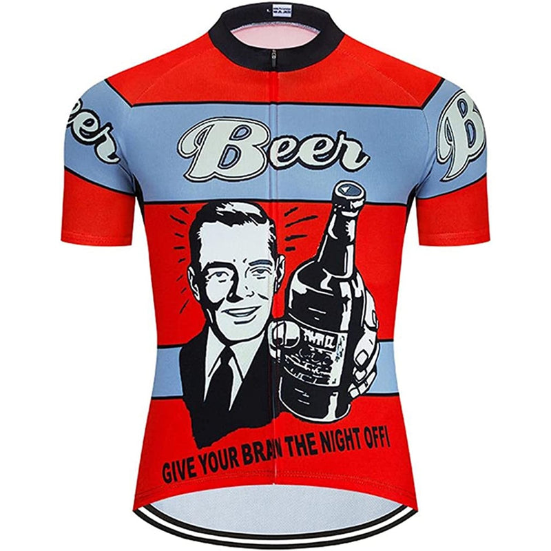 Beer Man Funny MTB Short Sleeve Cycling Jersey Top