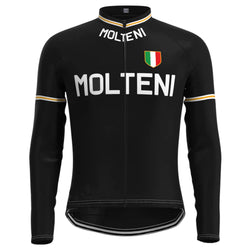 MOLTENI Black Vintage Long Sleeve Cycling Jersey Top