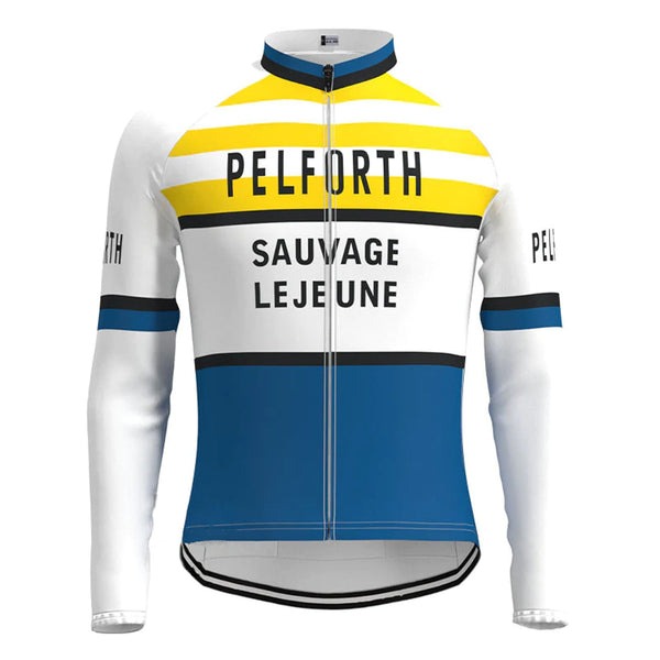 Pelforth Sauvage Lejeune White Vintage Long Sleeve Cycling Jersey Top