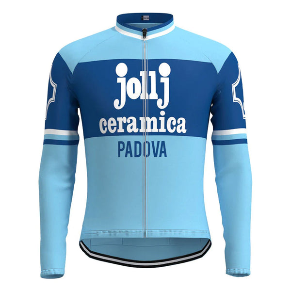 Jollj Ceramica Blue Long Sleeve Vintage Cycling Jersey Top